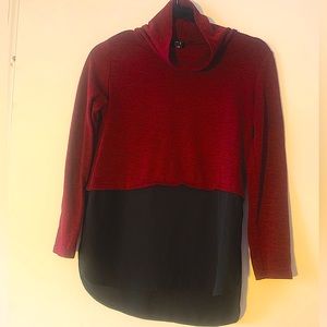 Moron light turtleneck with black sheer bottom half